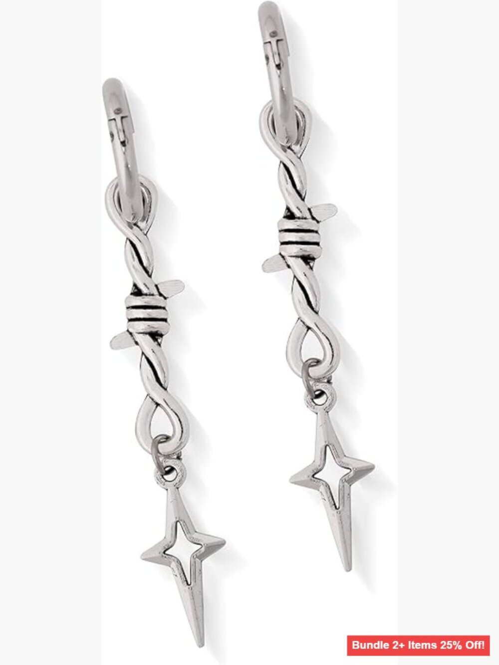 Stainless Steel Spike Earrings 2.08 Inches Gothic Punk Grunge Style